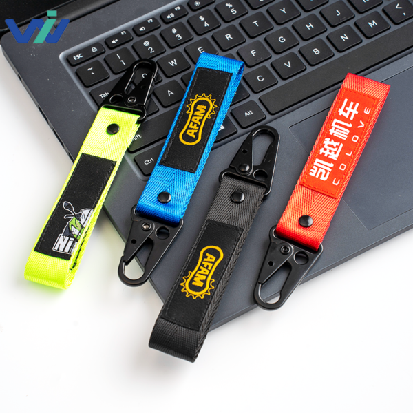 Embroidered Polyester Eagle Claw Buckle Carabiner Keychain